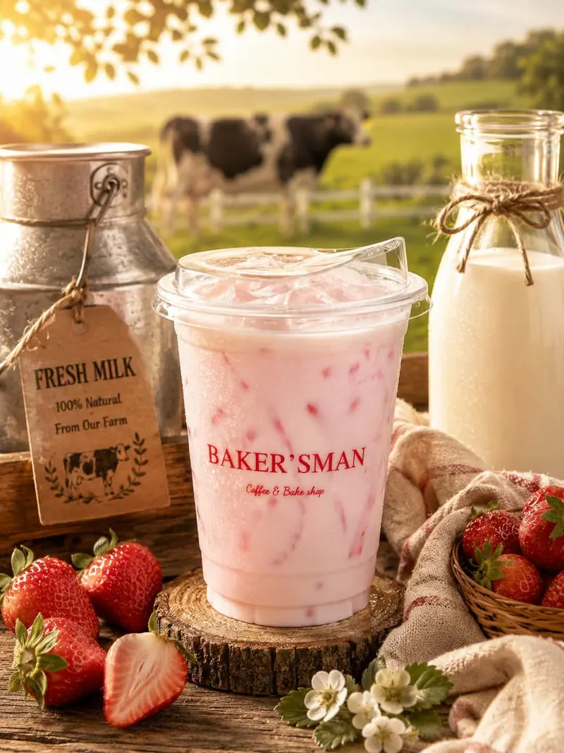นมสดสตรอว์เบอร์รี Strawberry Fresh Milk