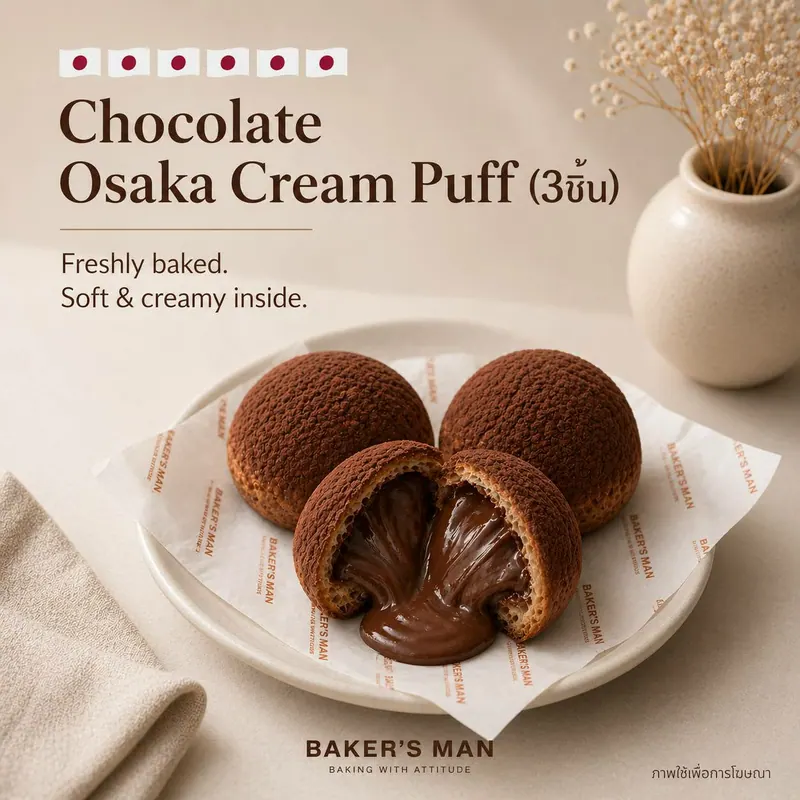 ช็อกโกแลต โอซาก้า ครีมพัฟ (5 ชิ้น) — Chocolate Osaka Cream Puff